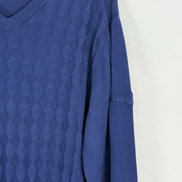 Aureus Fine Silk Blend Navy Blue Silk/Cotton V Neck Sweater XL - Picture 10 of 16